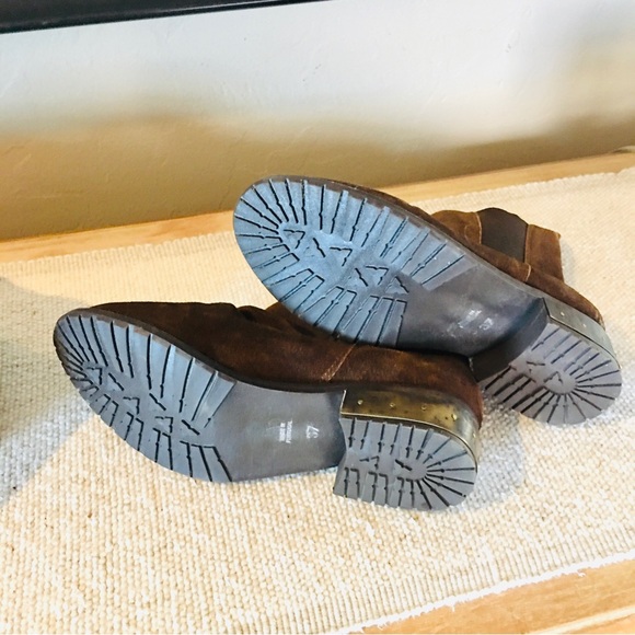 Free People brown suede ankle boots calf booties  6.5  37  boho winter - Picture 3 of 9